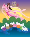 Fairy moon rabbit colorful moon cake card