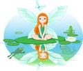 Fairy observes for flying butterfly Royalty Free Stock Photo