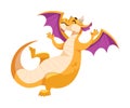 Fairy Orange Baby Dragon as Winged and Horned Legendary Creature Vector Illustration