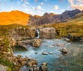 The Fairy Pools in front of the Black Cuillin Mountains on the Isle of Skye - Scotland Royalty Free Stock Photo