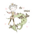 A fairy Prince and a dragon. Vector Royalty Free Stock Photo