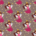 Fairy princess adorable characters seamless pattern background imagination beauty angel girls with wings vector