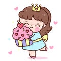 Fairy Princess baby hug giant cupcake Royalty Free Stock Photo