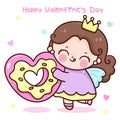 Fairy Princess baby hug giant heart donut sweet shop Royalty Free Stock Photo