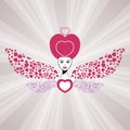 Fairy queen of love with hearts wings. Valentine