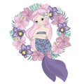 FAIRY QUEEN Mermaid Princess Wreath Vector Illustration Set
