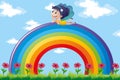 Fairy relaxing on colorful rainbow Royalty Free Stock Photo