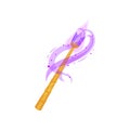 Fairy s magic wand purple dust. Golden stick with magical power. Witchcraft theme. Flat vector design Royalty Free Stock Photo