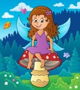Fairy sitting on mushroom theme 2