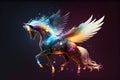 Fairy space winged horse pegasus. Neural network AI generated