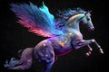 Fairy space winged horse pegasus. Neural network AI generated