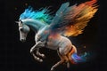 Fairy space winged horse pegasus. Neural network AI generated