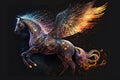 Fairy space winged horse pegasus. Neural network AI generated