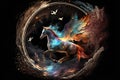 Fairy space winged horse pegasus. Neural network AI generated