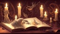 fairy tale animals with book and candles Royalty Free Stock Photo