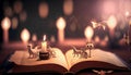 fairy tale animals with book and candles Royalty Free Stock Photo