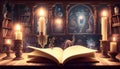 fairy tale animals with book and candles Royalty Free Stock Photo