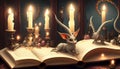 fairy tale animals with book and candles Royalty Free Stock Photo