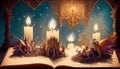 fairy tale animals with book and candles Royalty Free Stock Photo