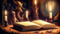 fairy tale animals with book and candles Royalty Free Stock Photo