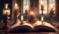 fairy tale animals with book and candles Royalty Free Stock Photo