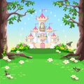 Fairy tale background with princess castle Royalty Free Stock Photo