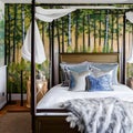 Fairy Tale Bedroom: A fairytale-inspired bedroom with a four-poster canopy bed, twinkling string lights, and whimsical murals de