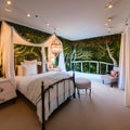 Fairy Tale Bedroom: A fairytale-inspired bedroom with a four-poster canopy bed, twinkling string lights, and whimsical murals de
