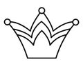 Fairy tale black and white crown isolated on white background. Vector line fantasy king or queen accessory. Sovereign authority