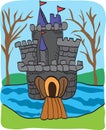 Fairy tale castle doodle Royalty Free Stock Photo