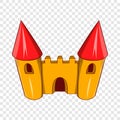 Fairy tale castle icon, cartoon style Royalty Free Stock Photo