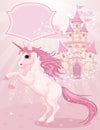 Fairy Tale Castle and Unicorn Royalty Free Stock Photo