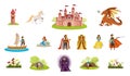 Fairy Tale Characters Cartoon Isolated Icon Set