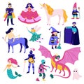 Fairy Tale Characters Icon Set Royalty Free Stock Photo