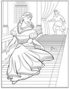 Fairy Tale Cinderella looking for your lost shoe - Colouring page for adult and children