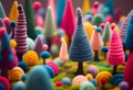 Fairy tale colorful wool forest, Generative AI.