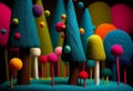 Fairy tale colorful wool forest, Generative AI