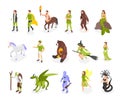 Fairy Tale Creatures Isometric Icons