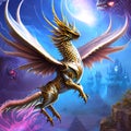 Fairy-tale dragon, mythical monster and symbol of evil and danger