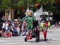 Fairy tale and fantasy floats ` Green angel with wings ` perform in the 2018 Credit Union Christmas Pageant parade.