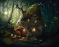 Fairy tale house in the forest. Generative AI Royalty Free Stock Photo