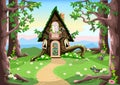 Fairy tale house made in wood with a balcony Royalty Free Stock Photo