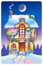 Fairy tale house under the moonlight Royalty Free Stock Photo