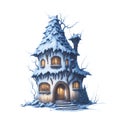 fairy tale house in winter covered with snow graphic for christmas or winter Royalty Free Stock Photo