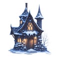 fairy tale house in winter covered with snow graphic for christmas or winter Royalty Free Stock Photo