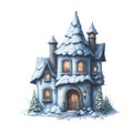 fairy tale house in winter covered with snow graphic for christmas or winter Royalty Free Stock Photo