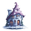 fairy tale house in winter covered with snow graphic for christmas or winter Royalty Free Stock Photo