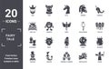fairy.tale icon set. include creative elements as king, narwhal, magic mirror, witch, mermaid, antagonist filled icons can be used