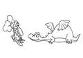 Fairy tale kind dragon medieval knight cartoon illustration