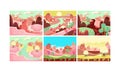 Fairy tale landscape collection, candy land, details for computer game interface vector Illustration on a white